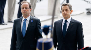 Simbólico acto en presencia de Sarkozy y Hollande