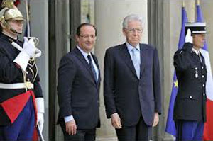 Monti y Hollande insisten en actuar rápido para