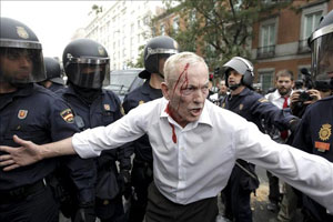 La protesta en Madrid terminó con 35 detenidos y 64 heridos