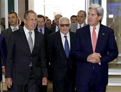 kerry y lavrov en ginebra Lavrov apremia a Siria a complementar el desarme químico