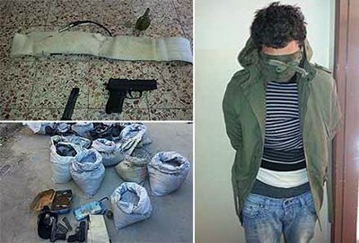 un terrorista detenido y los explosivos