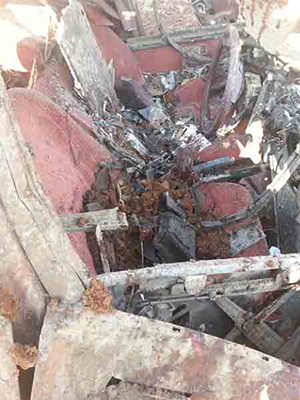 los asientos del minibus afectado por la explosion