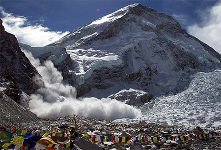 Una avalancha en el monte Everest en plena temporada alta