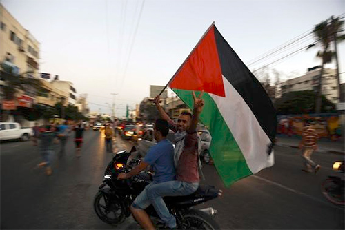 Los palestinos celebran su victoria