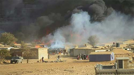 incendio en un campamento