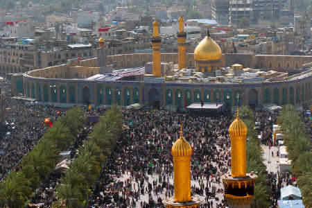 santuario del imam hussein Peregrinos abarrotan la ciudad de Karbala la víspera de Ashura