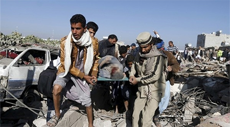 salvaje agresión saudí contra el pueblo yemení