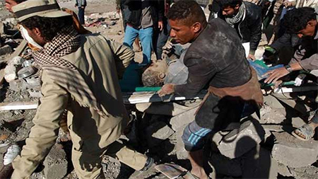 salvaje agresión saudí contra el pueblo yemení