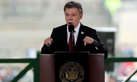 el presidente Juan Manuel Santos Colombia inicia la campaña de la votación por la Paz