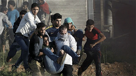 un palestino herido en efrentamiento Toda Palestina se levanta contra la ocupación sionista