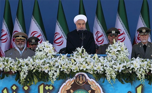 el presidente iraní, Hassan Rohani durante el acto oficial