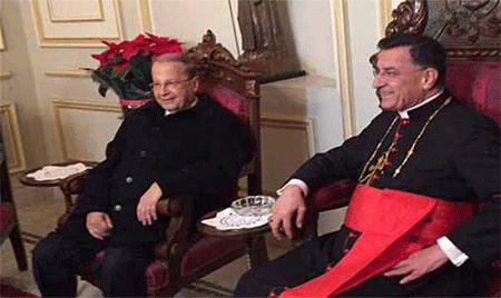 Michel Aoun con el patriarca maronita Bchara Rai Samir Geagea apoya a su rival Michel Aoun a la presidencia del Líbano