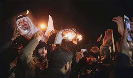protesta en Teherán contra el régimen saudí