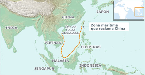 mapa de la zona marítima que reclama China China “no acepta ni reconoce” el dictamen de la CPA