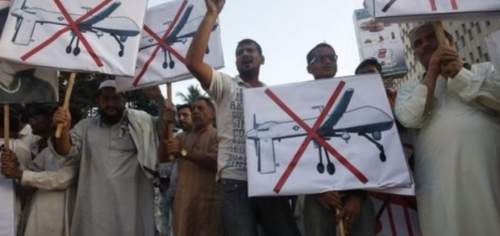 marcha contra los ataques con drones EEUU reconoce haber matado civiles inocentes en “ataques selectivos”