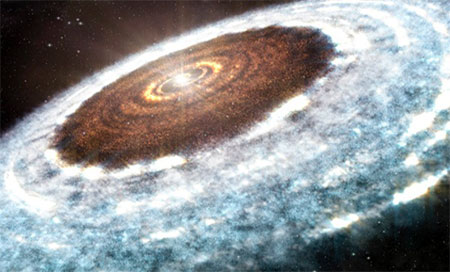 nieve en el espacio Descubren nieve en torno a una estrella joven