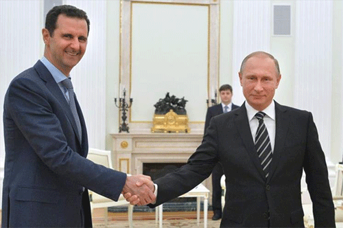 el presidente sirio estrecha la mano del presidente ruso Los principales objetivos de la intervención ya se han conseguido