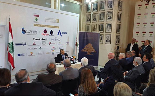 Gebran Bassil durante la rueda de prensa