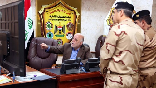 El primer ministro de Iraq en el Centro de Operaciones El primer ministro de Iraq augura que la victoria sobre los terroristas está cerca