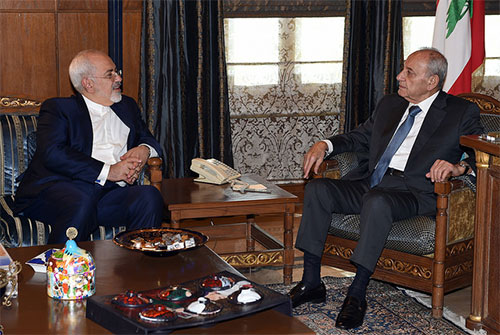 Yavad zarif con el jefe del parlamento libanés, Nabih Berri Teherán apoya a Líbano contra amenazas terroristas y del enemigo sionista