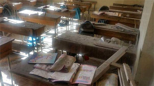 los terroristas atacan con proyectil una escuela Mueren 8 niños sirios en un ataque terrorista con proyectiles