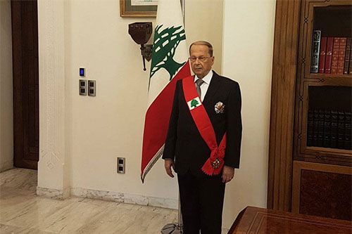 El presidente de la República libanesa, el general Michel Aoun Michel Aoun en el mensaje de la independencia: Es hora de erigir la nación