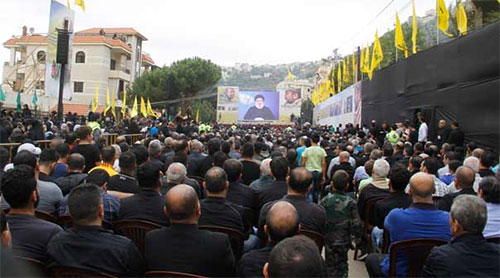 durante el discurso del líder de Hezbolá Hezbolá asegura que regresará de Siria victorioso