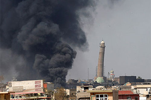 mezquita Al Nuri, en el casco viejo de Mosul Los combates se concentran en el Casco Viejo de la ciudad de Mosul