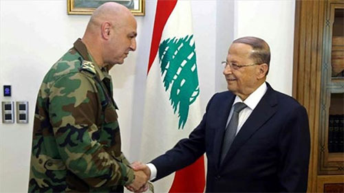 el jefe del Ejército saluda al presidente de la República Combatir el terrorismo es una de las prioridades del Ejército de Líbano