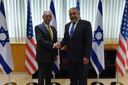 James Mattis con Avigdor Liberman Irán amenaza la seguridad de la entidad sionista, según Mattis