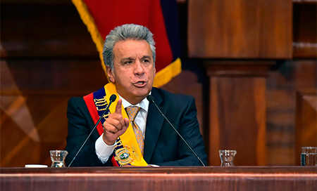 Presidente de Ecuador, Lenín Moreno Ecuador critica suspensión de Venezuela del Mercosur y apoya a la constituyente