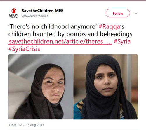 Save the Children alerta de que los niños de Raqqa necesitan urgente ayuda psicológica Save the Children alerta de que los niños de Raqqa necesitan urgente ayuda psicológica