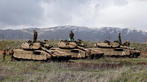 tanques israelíes en los altos del Golán