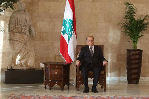 El presidente libanés, Michel Aoun Presidente libanés saluda voto de Asamblea General de la ONU