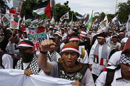 Marchas en Indonesia en defensa de Palestina Indonesia sale en defensa de Palestina