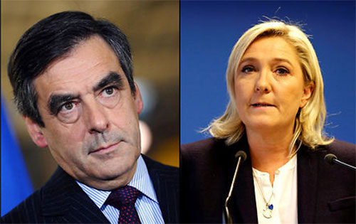 François Fillon y Marine Le Pen Marine Le Pen también se enfrenta a un escándalo de corrupción