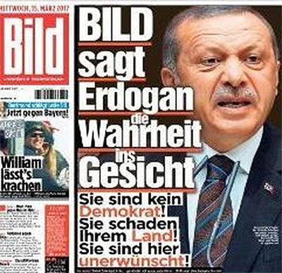 El diario alemán desafía en portada al presidente de Turquía Bild proclama a Erdogan persona “non grata”
