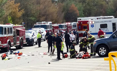 El lugar del accidente de Massachusetts Más de tres muertos por un atropello en Massachusetts