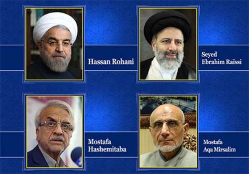 los cuatro candidatos a la presidencia Hassan Rohani presidente por segundo mandato