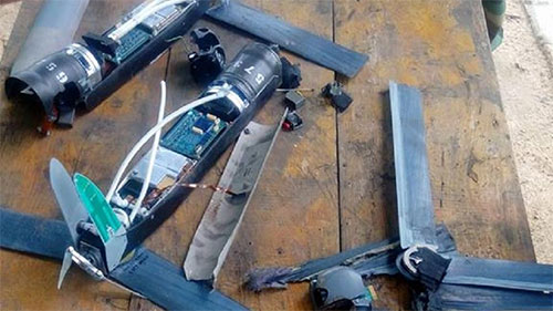 restos de los drones derribados Ejército sirio derriba tres drones estadounidenses