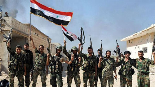 soldados sirios Ejército sirio rodea el aeropuerto militar de Al Yarah, controlado por terroristas