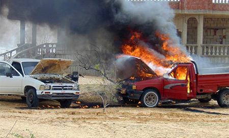 Vehículos para terroristas destruidos en Egipto