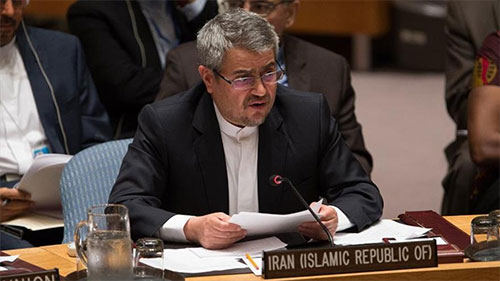 El embajador iraní en la ONU, Qolamali Joshru