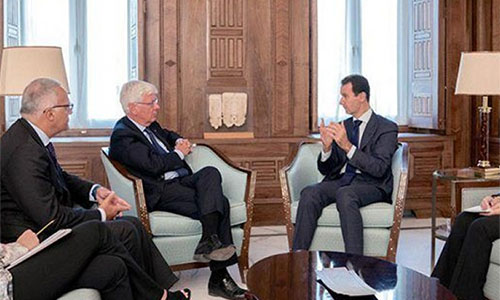 Bashar al Assad Durante el diálogo con la comitiva italiana El presidente sirio denuncia que gobiernos occidentales siguen apoyando a terroristas