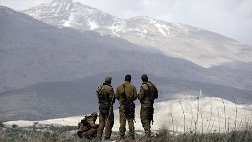 soldados israelíes en los Altos del Golán Ejército de ocupación israelí anuncia que interceptó un dron procedente de Damasco