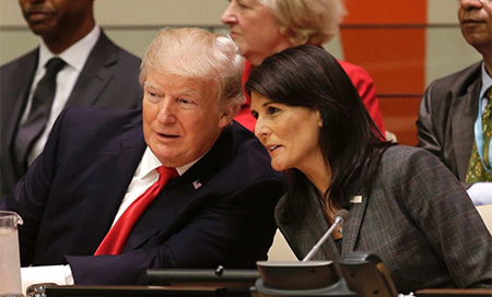 Donald Trump y Nikki Haley Haley asegura que Trump no quiere una guerra con Corea del Norte