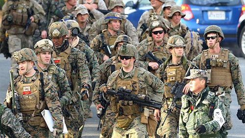 soldados estadounidenses durante ejercicios militares Washington estudia “ocupar” Corea del Norte como en Iraq y Libia