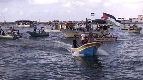 marcha naval en Gaza La marina israelí abre fuego contra barcos palestinos en la costa de Gaza