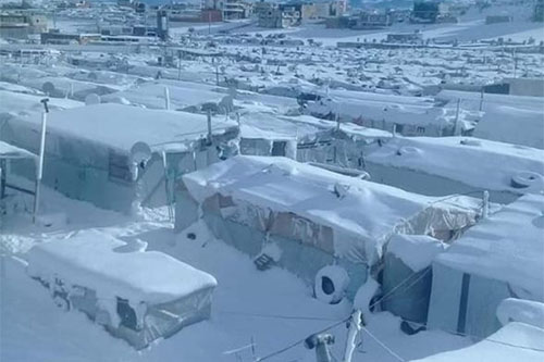 un campamento de refugiados sirios en Bekaa La tormenta Norma paraliza grandes regiones del Líbano