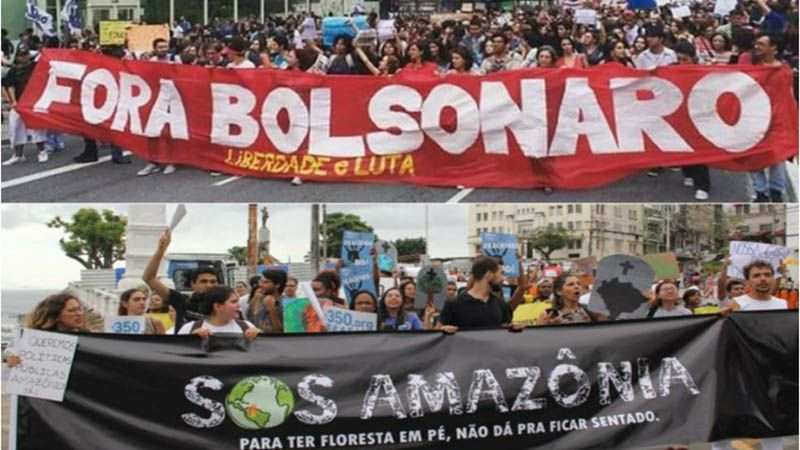 Brasile&ntilde;os toman las calles en protesta contra Bolsonaro y destrucci&oacute;n de la Amazon&iacute;a